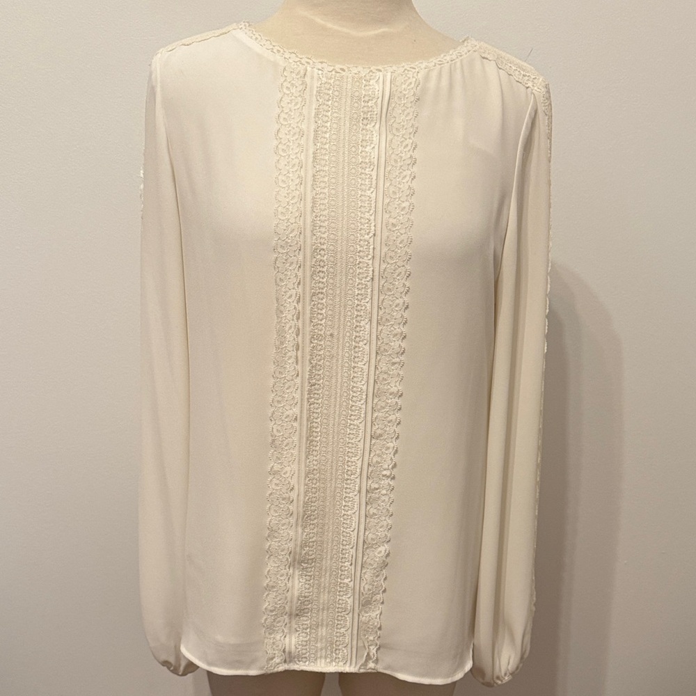 White House Black Market Ivory Lace Blouse